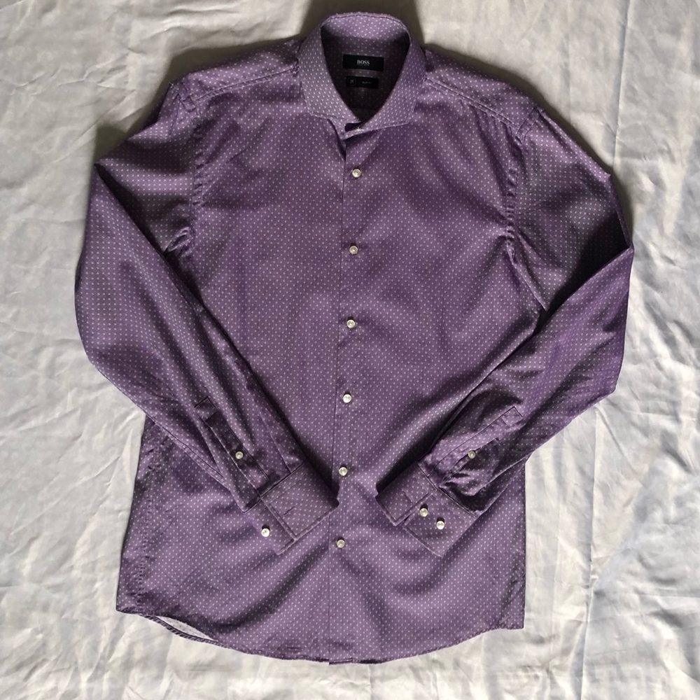 Boss Purple Microdot Long-Sleeve Dress Shirt
